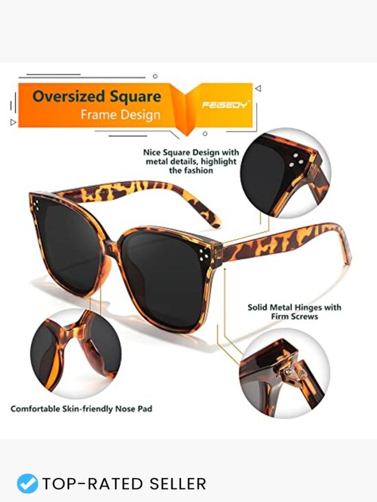 Oversized Square Polarized Sunglasses UV400 Protection Retro Vintage Sun main image 6